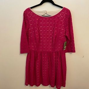 Lily Pulitzer size 14 Passion Pink, New. 70%cotton, 30% Nylon Lace, and Cotton
